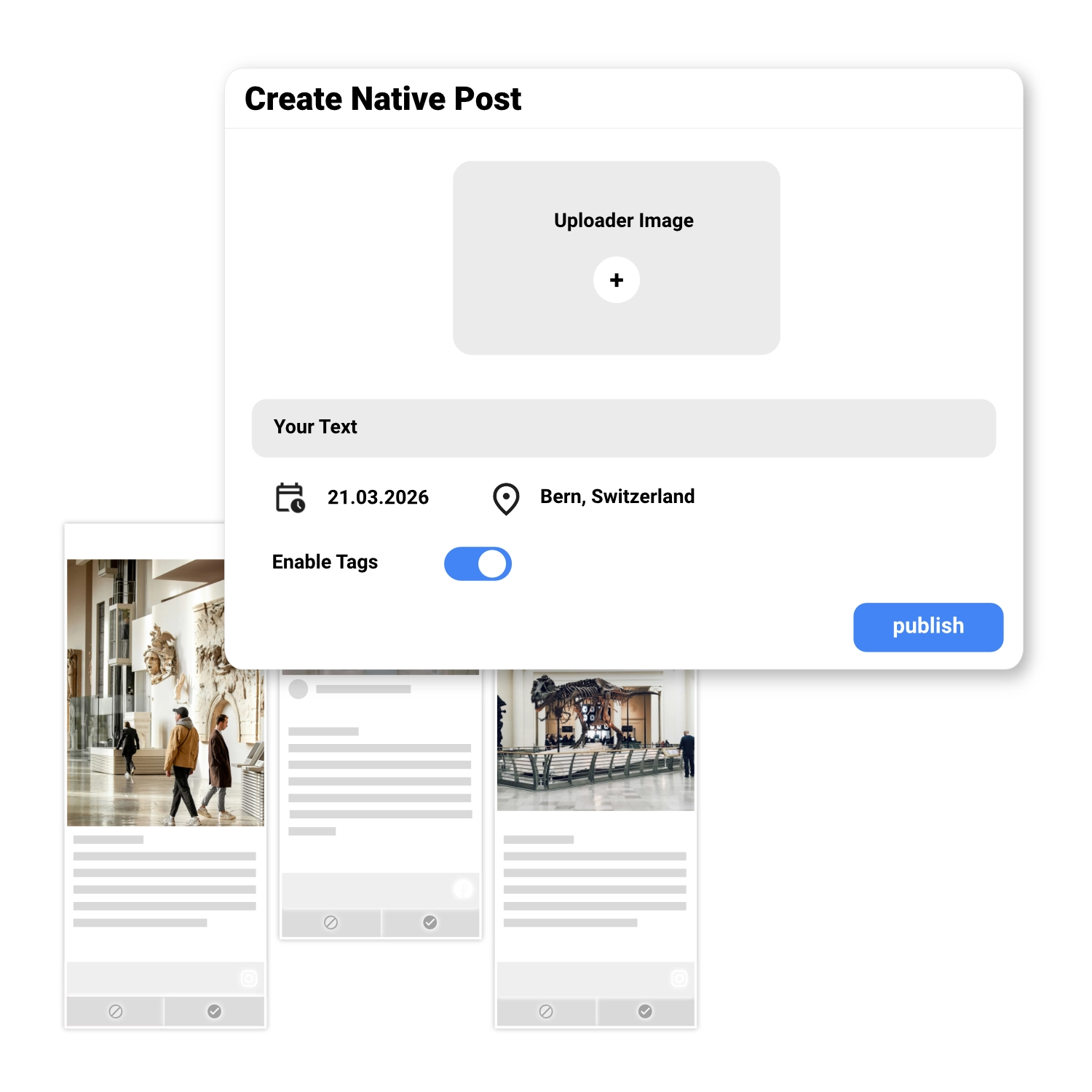 Directly uploading content into the social wall tool without using social media platforms.
